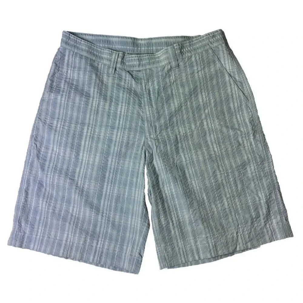 Patagonia Men’s Seersucker  Blue Stripe Bermuda Short Pants Sz 32 100% Cotton
